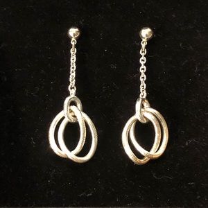 Cute silver link earrings on chain with post back